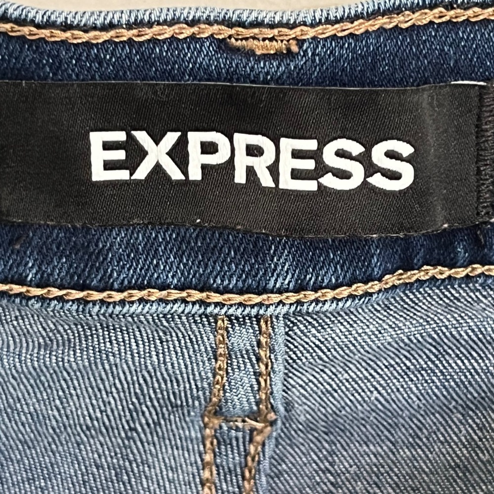Express Denim Perfect Ankle Legging Jeans Mid Rise Dark Wash Blue Size 8R Seamed - Picture 8 of 12